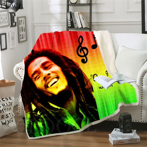 

cloocl reggae singer bob marley 3d print hip-hop style air conditioning blanket sofa teens bedding throw blanket plush quilt