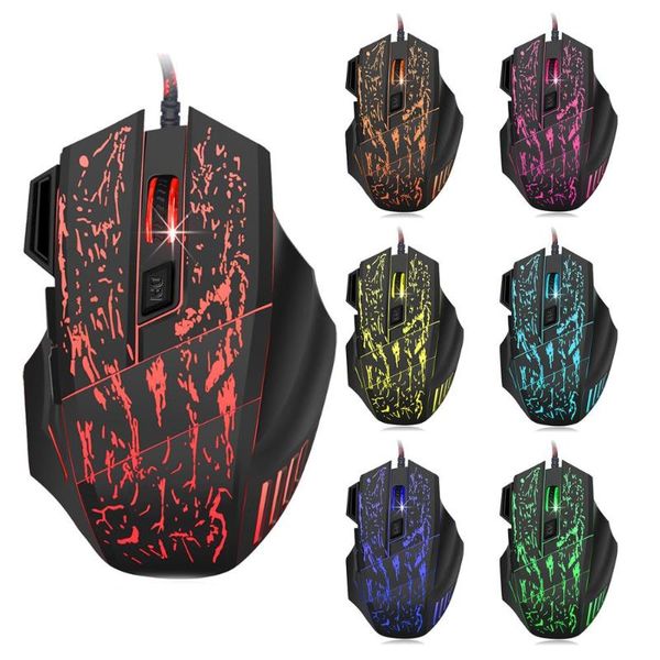 

mice hxsj running water gaming mouse glowing seven-button 5500dpi
