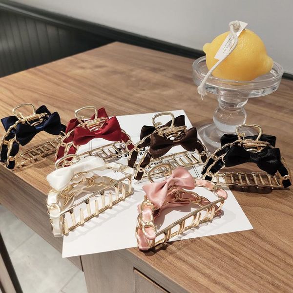 

hair clips & barrettes exquisite accessoriees elegant chain temperament bow tie semicircle simple versatile large hairpins for women, Golden;silver
