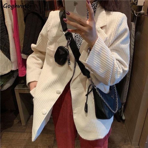 

women's suits & blazers women solid casual notched single breasted pockets korean style loose autumn outwear fashion simple work all-ma, White;black