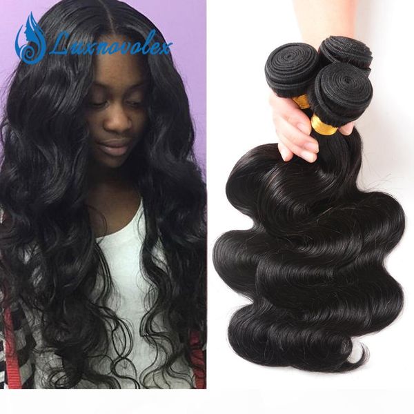 

brazilian virgin hair body wave 3 bundles unprocessed brazilian human hair weave bundles body wave hair extensions natural color 8-28inch, Black