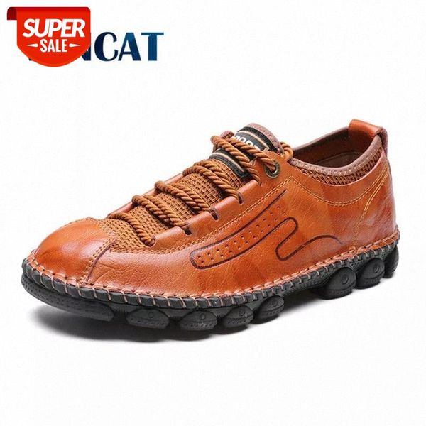 

2020 new men casual shoes split leather men's shoes handmade loafers outdoors flat shoes sneakers moccasins size 48 #3s1v
