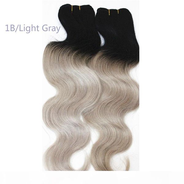 

malaysian body wave hair extensions color 1b light gray brazilian 100% virgin human hair wefts 10-18inch, Black