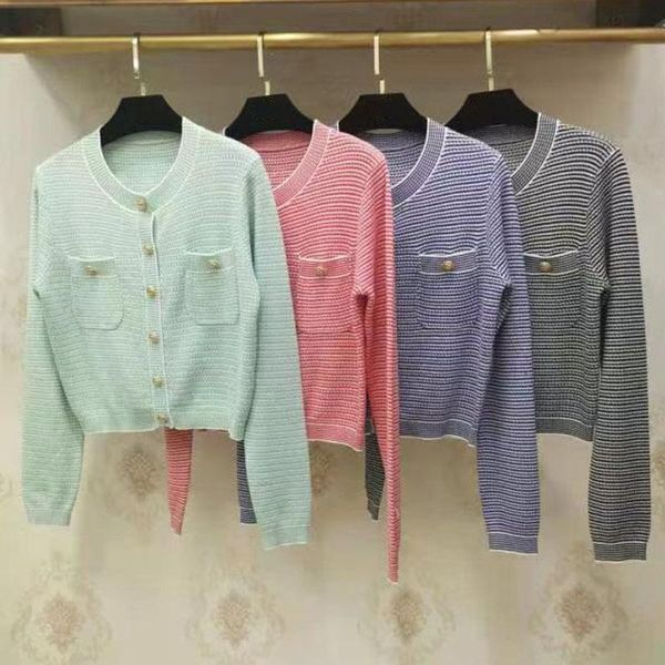 

women's knits & tees cardigan knitted elegant striped women 2021 spring fashion single breasted clothes highstreet sweater outwear kobi, White