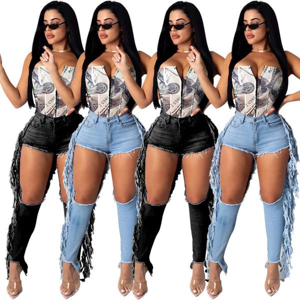 

a new of fashionable and versatile street style tassel jeans for men, Gray