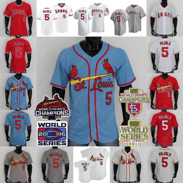 

5 albert pujols jersey 2006 2011 ws patch light blue red gray cream white, Blue;black
