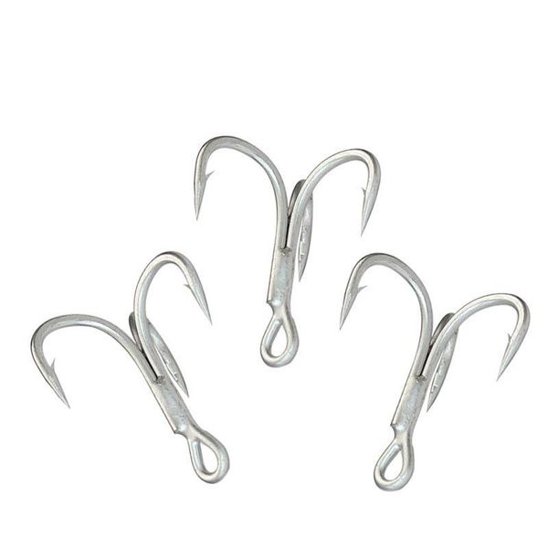 

three hooks white sharppened fishing treble hooks high carbon steel hit big fish anchor bait lure pesca tackle tools bass peche