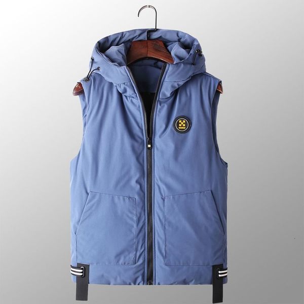 

new thickened casual down cotton men's warm jacket shoulder hooded vest, Black;white