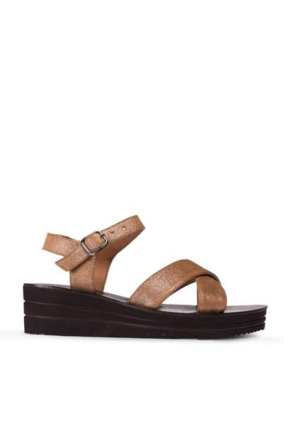 

sandals women tan genuine leather silvery, Black