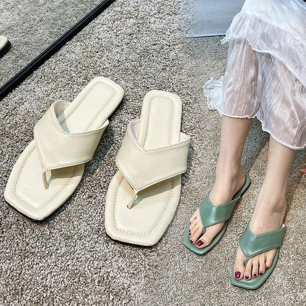 

slippers summer design flat 2021 women's flip-flops soft bottom all-match beach fashion comfortable female shoes, Black