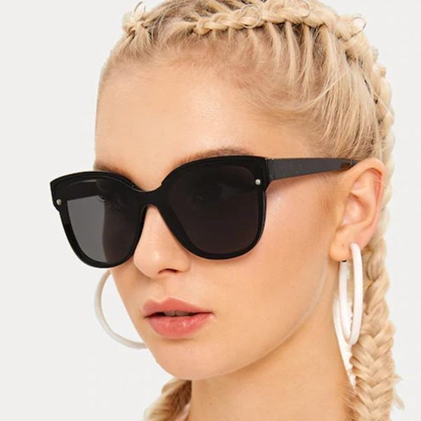 

sunglasses street beat oversize square women brand designer gradient mirrors sun glasses vintage cat eye feminino, White;black