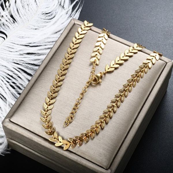 

chains zmfashion simple women men hollow leaf chain necklace trendy stainless steel choker clavicle gold-plated jewelry gifts, Silver