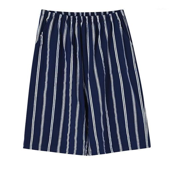 

men's sleepwear summer knitted cotton men short pant striped pants casual soft loose plus size l-4xl male sleep trousers, Black;brown