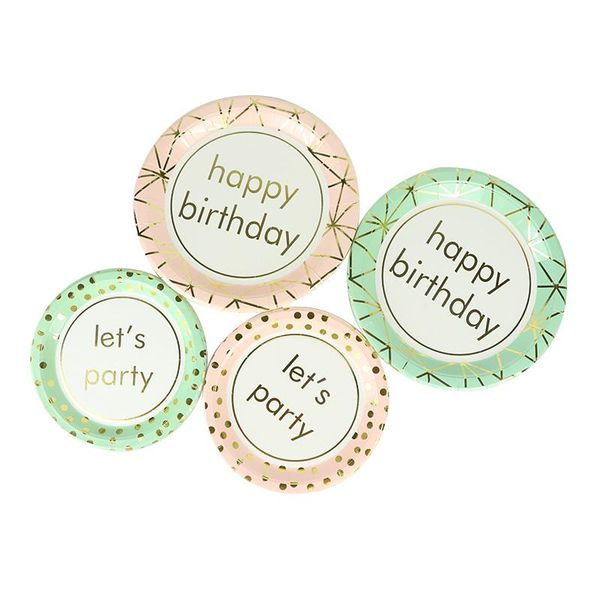 

disposable dinnerware 10pc/pack let's party gold dot paper plates for birthday 7inch or 9inch festival tableware supplies