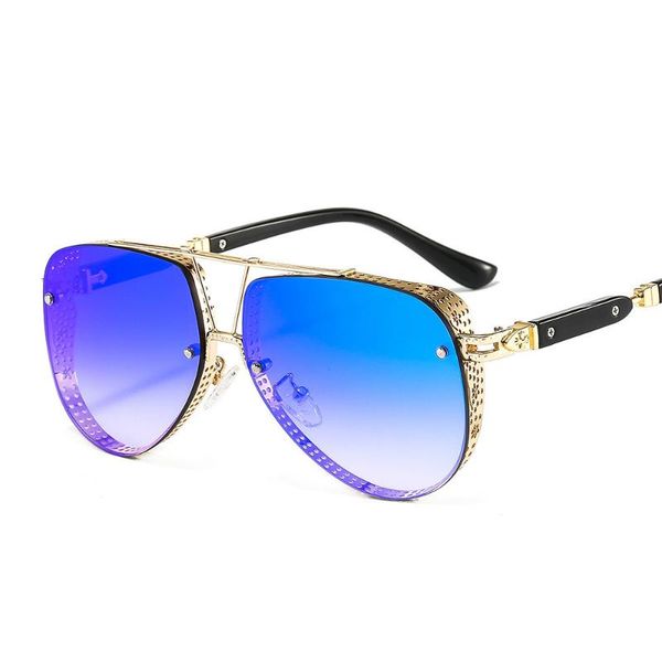 

oval sunglasses men women luxury trend brand designer glasses metal alloy hollow pattern frame all fitness sun uv400, White;black