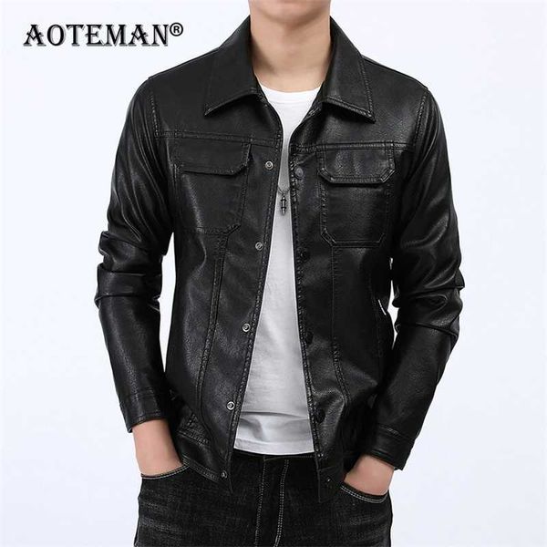 

men pu leather jackets slim fit coat solid business jacket fashion male outwears casual biker motorcycle coat lm101 210927, Black;brown