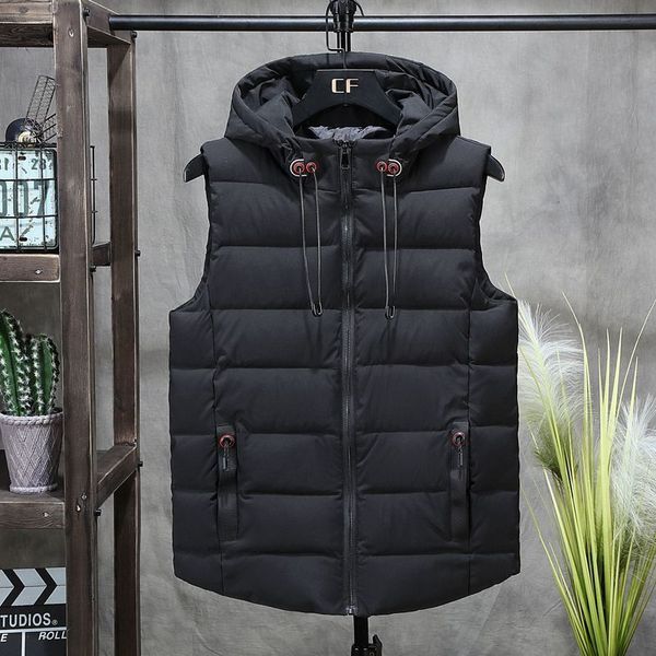 

autumn 2021 young men's down trend cantilevered sleeveless cotton jacket vest, Black;white