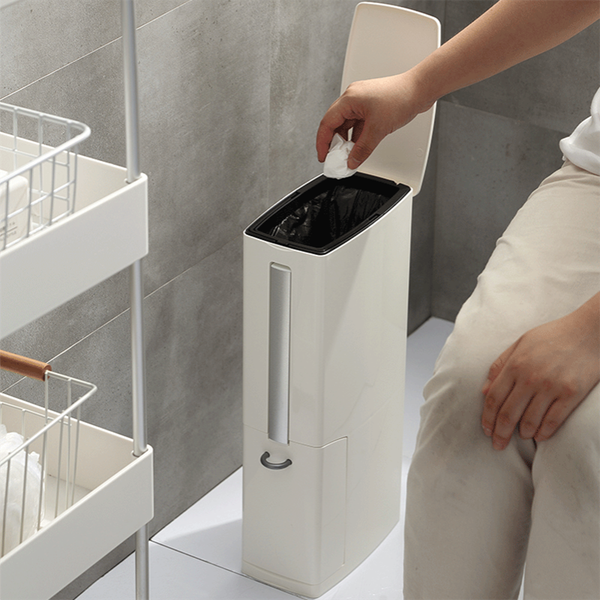 

3 in 1 narrow trash can toilet brush set creative bathroom plastic waste bin dustbin kitchen garbage bucket trash bin dustbin