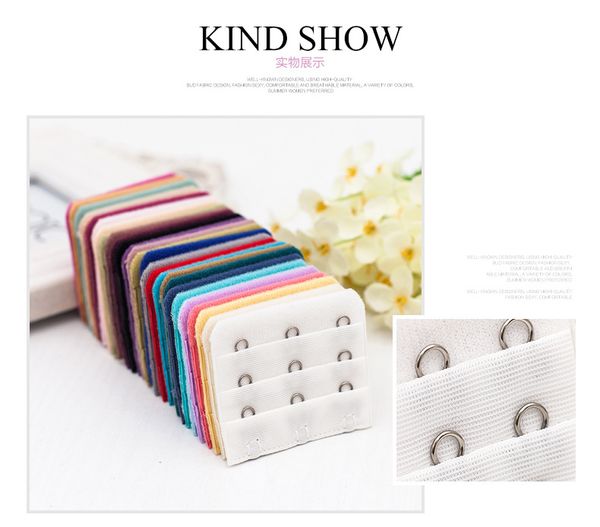 

2021 wholesale for useful ladies 3 rows 3 hooks bra strap long extender hook clip nude adjustable belt buckle with multi-color ava, White