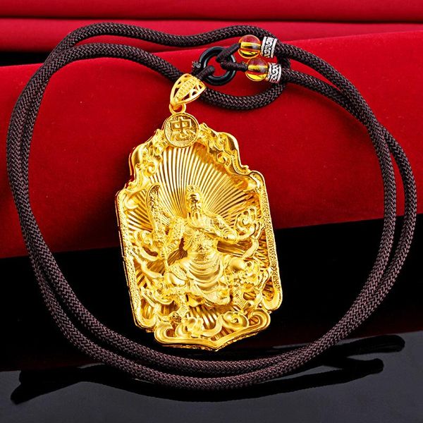 

vintage men necklace 24k gold color lucky queen buddha tag matching pendant charm rope chains couple jewelry accessories, Silver