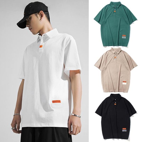 

men's polos mens shirts work wear short sleeve plain sports casual cotton shirt summer, White;black