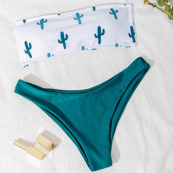 

women's swimwear women cactus print micro bikini push up swimsuit 2021 bathing suit beach bathers biquini, White;black