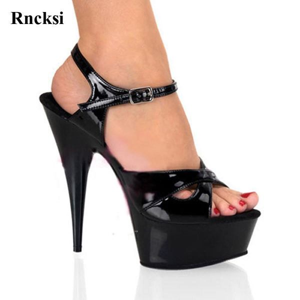 

rncksi straps new women wedding party dress sandals 15cm high heels black platform night club pole dance sandals