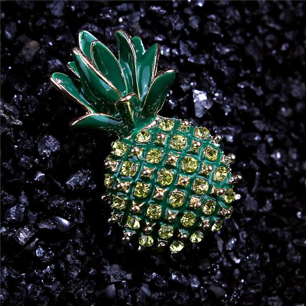 

accessories korean brooch green fruit pineapple brooch with diamond brooch, Red;brown