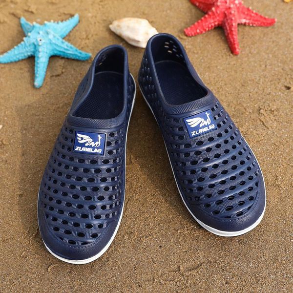 

slippers men porous shoes sandal slipper beach anti-slip men's soft sole sandals, Black