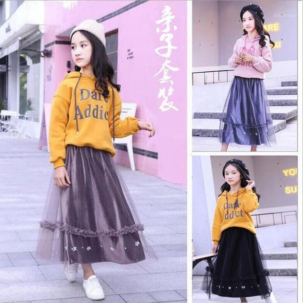 

skirts girls kids 2021 autumn winter beaded mesh long skirt baby girl princess children clothes 6 8 10 12 14 years1, Blue