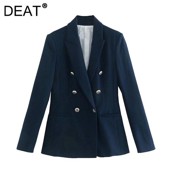 

women's suits & blazers [deat] 2021 summer fashion tide coat long sleeve solid color double breasted turn-down collar loose blazer wome, White;black