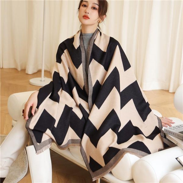 

scarves 2021 women winter cashmere pashmina scarf shawl luxury print thick warm blanket hijab bufanda 180*65cm headkerchief, Blue;gray