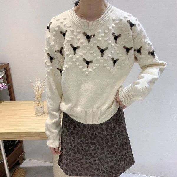 

2021 new vintage autumn spring woman's knit sweater o-neck long sleeve female jumpers solid basic ladies knitted pullovers for women 50, White;black
