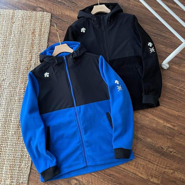 

men's jackets autumn and winter sports leisure stitching hooded couples warm light windproof fleece jacket, Black;brown