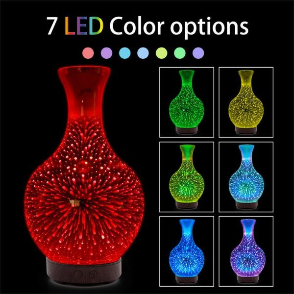 

sachet bags noctilucent 3d firework color changing glass essential oil aroma diffuser led ultrasonic humidifier vase incense burners