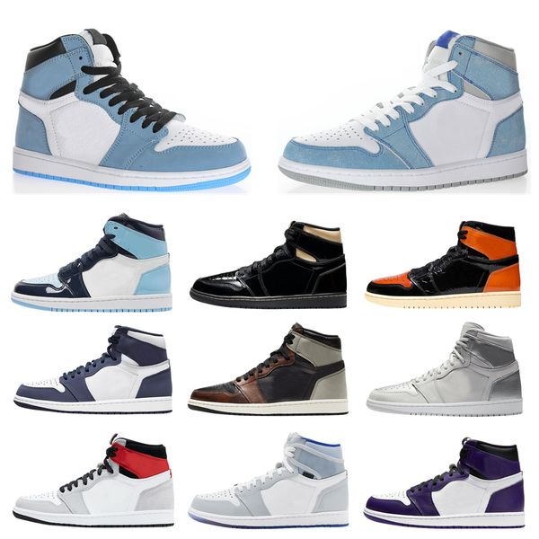 

2021 mens 1 high og basketball shoes 1s university blue chill court purple hyper royal silver toe black mocha gold smoke grey men women snea