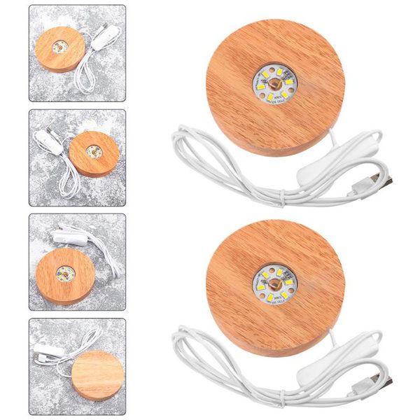 

lamp holders & bases 2pcs wooden led display stands 3d night light crystal khaki