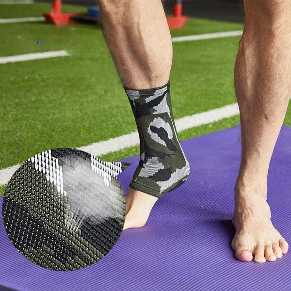 

ankle support 1pc nylon knitted sports brace camouflace elastic for yoga basketball volleyball men foot joint protector, Blue;black