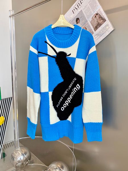 

snail checkerboard sweater, White;black