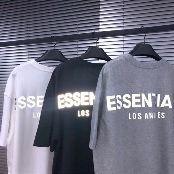 

2021 new 1:1 los angeles exclusive reflective fog essentials t shirts men women tee oversized t-shirts rwsv, White;black