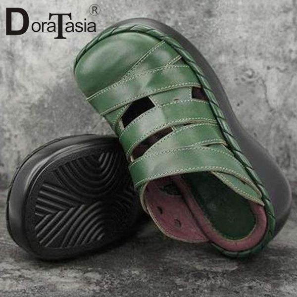 

slippers doratasia fashion ladies 2021 summer round toe thick bottom flat with women casual beach soft shoes woman, Black