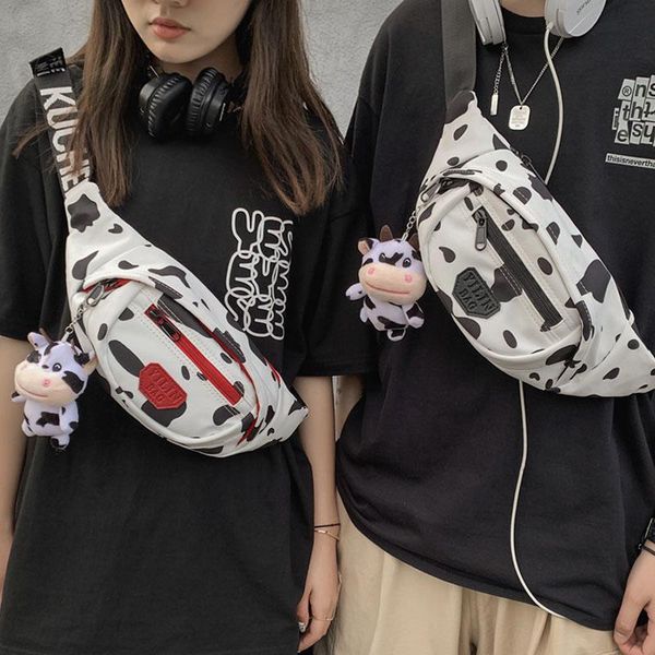 

waist bags cow pattern belt fanny pack casual crossbody chest hip hop packs phone zebra bag