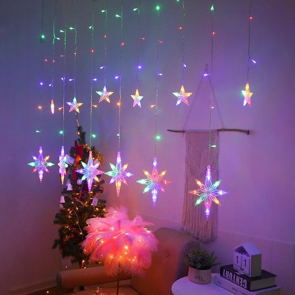 

strings led star curtain light 220v eu christmas garland string fairy lights outdoor for window wedding party year decor