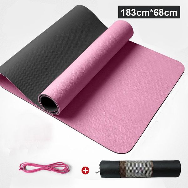 

yoga mats tpe two-color tasteless mat 8mm non-slip pilates beginner widened fitness dance home 183cm*68cm three-piece