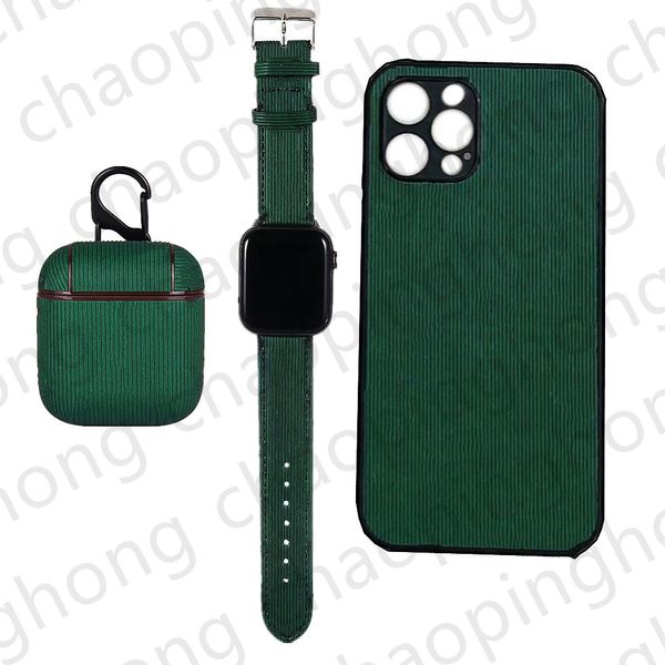 Telefonkoffer Designer iPhone Hülle für iPhone 15 Pro Max 14 13 12 Mini 11 Pro Max X XS XR 8p 15 Plus Case Fashion 3 -teiliges Anzug Ohrhörer AirPods Pro Case Apple Watch Band -Träger