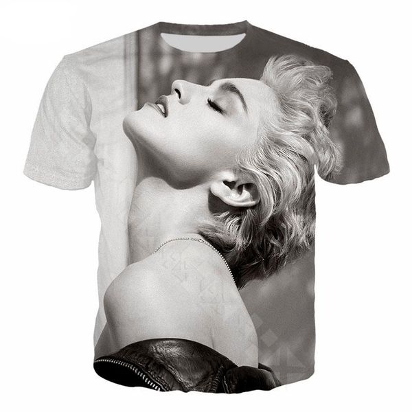 

men's t-shirts cantante madonna louise ciccone t camisa de los hombres las mujeres 3d hip hop harajuku streetwear camiseta, White;black