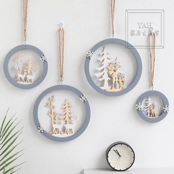 

european ins decorative wooden elk christmas pendant creative home decoration wall decoration christmas gifts