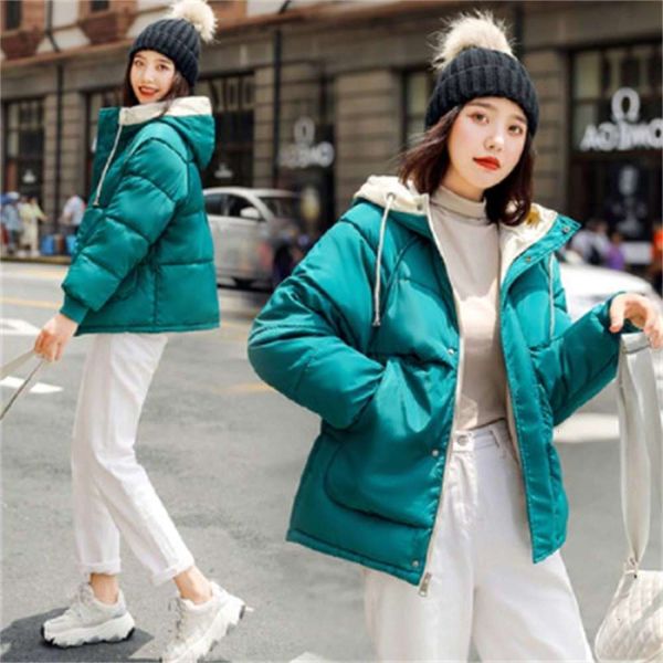 

2021698#2020 autumn and winter down women's korean version short size fat mm loose cotton padded jacket bread net red, Black