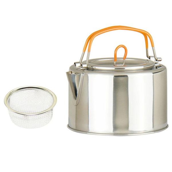 

water bottle 1l outdoor camping kettle stainless steel tea pot coffee with infuser for hiking backpacking picnic