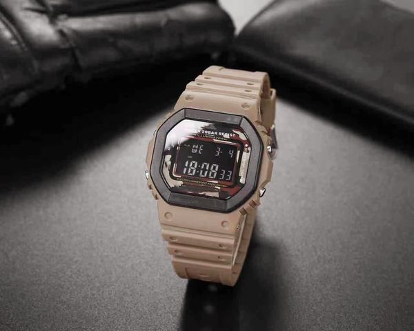 

casual sports quartz men's 5600 watch digital led waterproof watch world time cold light, Slivery;brown